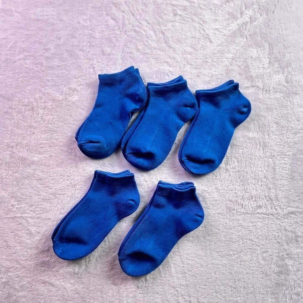 SeriSimple Viscose Bamboo Kids Low Cut Ankle Socks 5 Pairs Ocean Blue XS